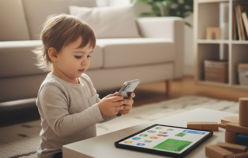 jeune enfant avec un smartphone